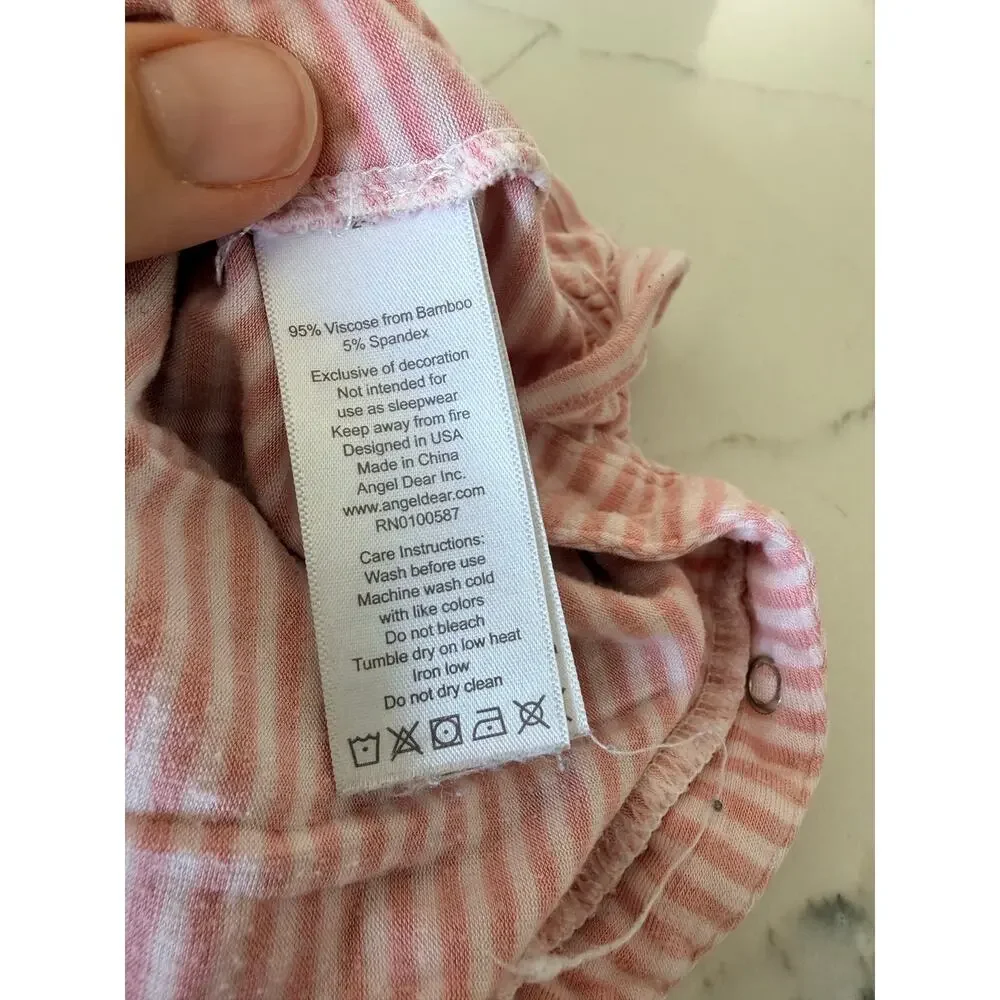 Angel Dear Baby Pink & White Striped Ruffle Romper